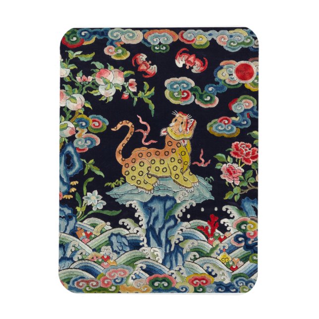 Ímã bordados antigos de flores-leopardo-de-safra (Vertical)