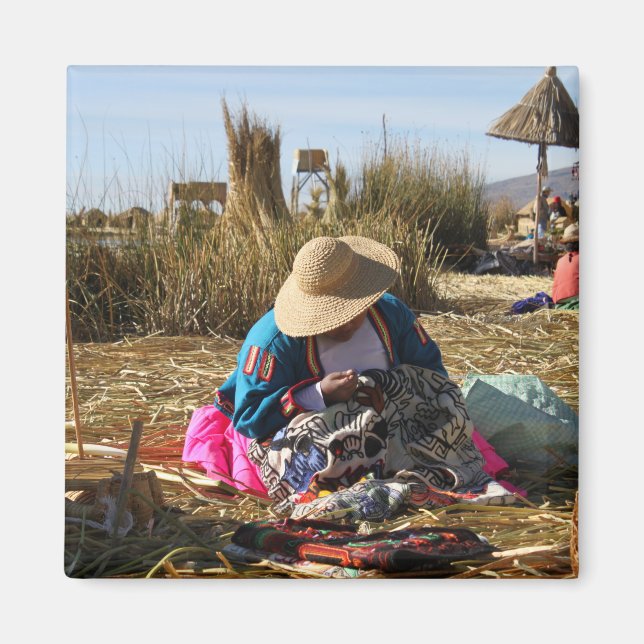 Imã Bordados de costura de mulher do Peru (Frente)