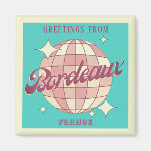 Imã Bordeaux City France Retro Vintage Teal Souvenir