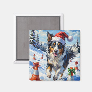 Imã Border Collie Cachorro Natal Neve Agilidade Divers