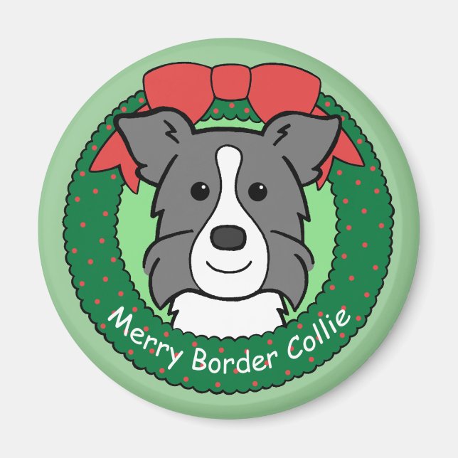Imã Border Collie Christmas (Frente)