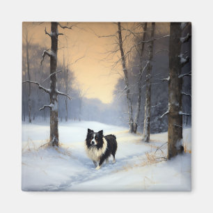 Imã Border Collie Deixe Nevar Natal