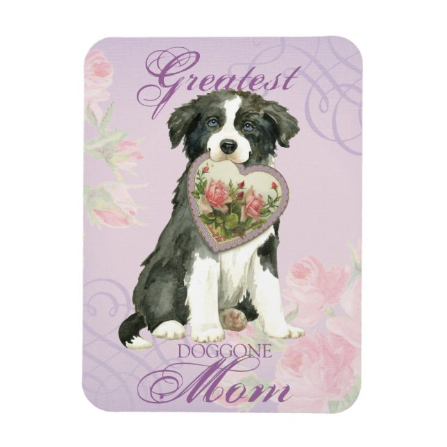 Ímã Border Collie Heart Mãe (Vertical)