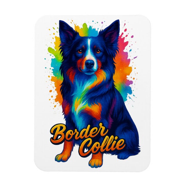 Ímã Border Collie Vibrante Pop Art (Vertical)