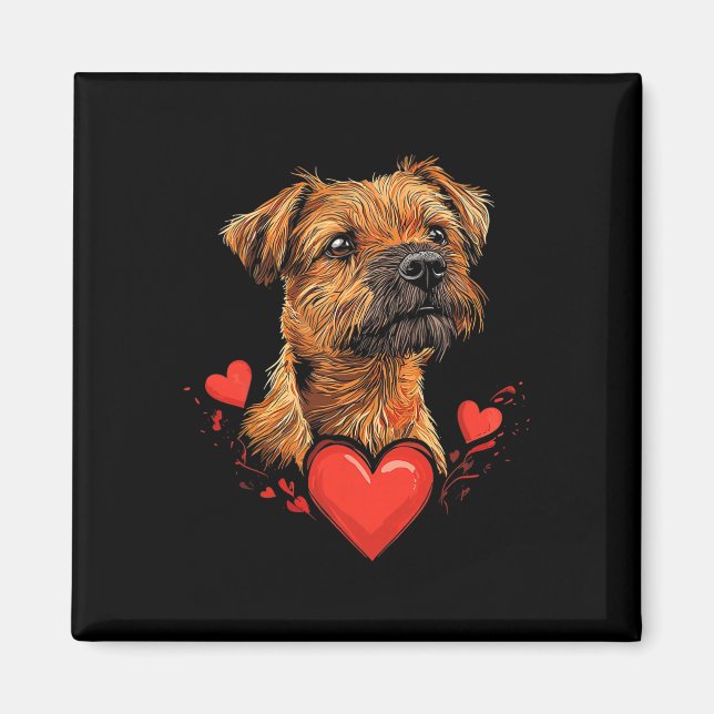 Imã Border Terrier do Dia dos Namorados  (Frente)