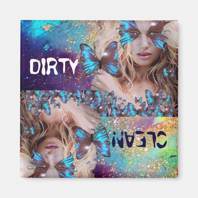 IMÃ BORRACHA AZUL COM ESPUMA VERDE DOURADA (Frente)