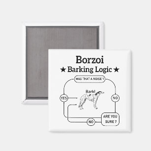 Imã Borzoi Barking Logic Engraçado Cachorro Sarcástico