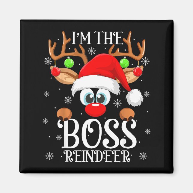 Imã Boss Reindeer Christmas Family Matching Group Funn (Frente)