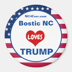 Imã Bóstico NC LOVES TRUMP Magnete Patriótico
