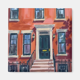 Imã Boston Brownstones Massachusetts Aquarela