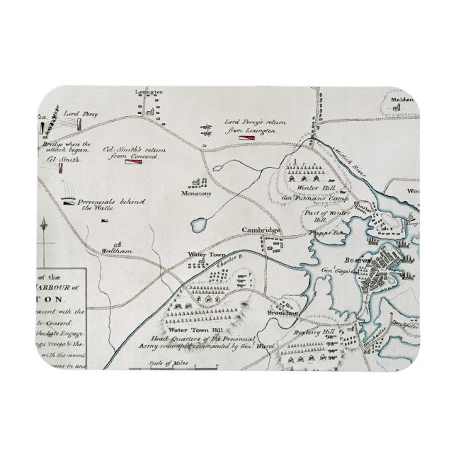 ÍMÃ BOSTON-CONCORD MAPA, 1775 (Horizontal)