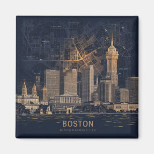 Imã Boston, horizonte da cidade de Massachusetts com m
