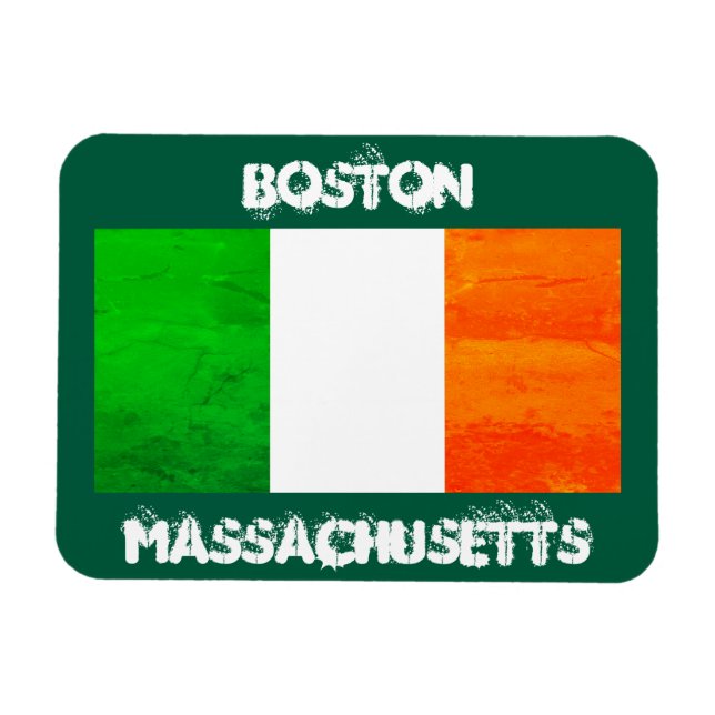 Ímã Boston Irish Flag Magnet – Massachusetts Souvenir (Horizontal)