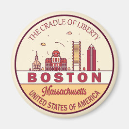 Imã Boston Massachusetts Skyline Emblem