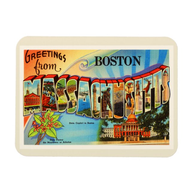 Ímã Boston nº 2 MÃES de Massachusetts Souvenir (Horizontal)