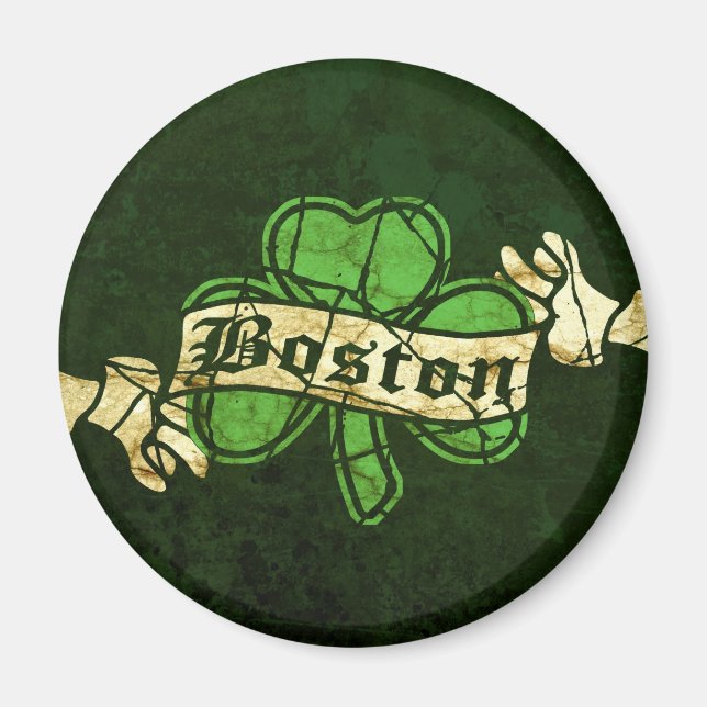 Imã Boston Shamrock Vintage Style (Frente)