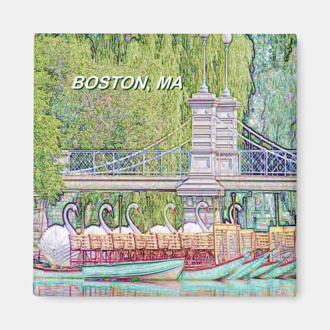 Imã Boston Swan Boats in Pencil and Ink Filter (Frente)
