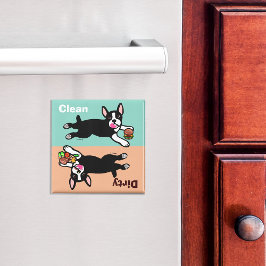 Imã Boston Terrier Cartoon Suja / Limpo