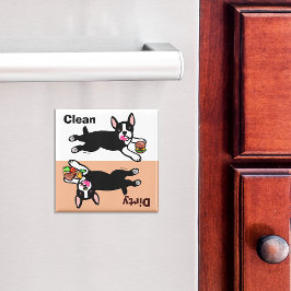 Imã Boston Terrier Cartoon Suja / Limpo