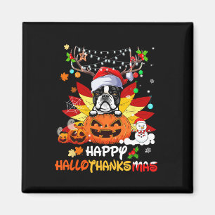 Imã Boston Terrier Dog Halloween E Feliz Natal