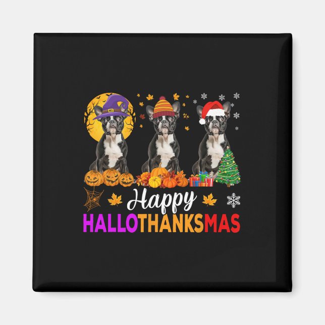 Imã Boston Terrier Dog Halloween HalloObrigado (Frente)