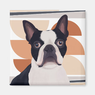 Imã Boston Terrier Dog - Laranja Geométrico