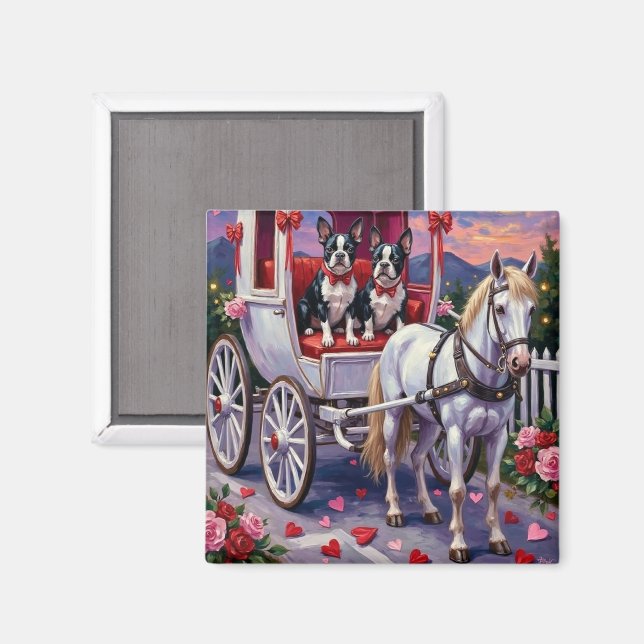 Imã Boston Terrier  Dog Valentine's Day (Front/Back)