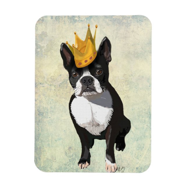 Ímã Boston Terrier e Crown (Vertical)