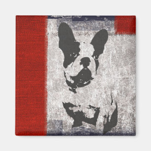 Imã Boston Terrier em preto e branco com beira