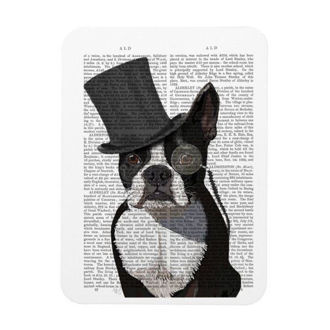 Ímã Boston Terrier, Formal Hound e Chapéu (Vertical)