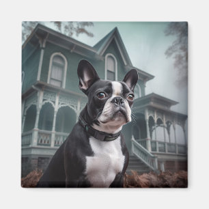 Imã Boston Terrier Halloween Assustador