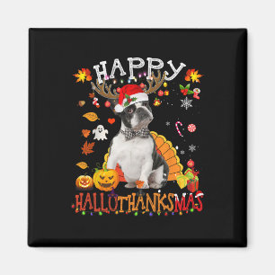 Imã Boston Terrier Halloween Cachorro Feliz de Natal