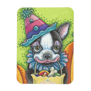 ÍMÃ BOSTON TERRIER HALLOWEEN CLOWN, UM POUCO MAGNET DE