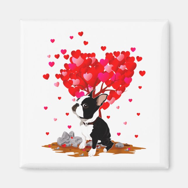 Imã Boston Terrier Lover Heart Shape Boston Terrier Va (Frente)