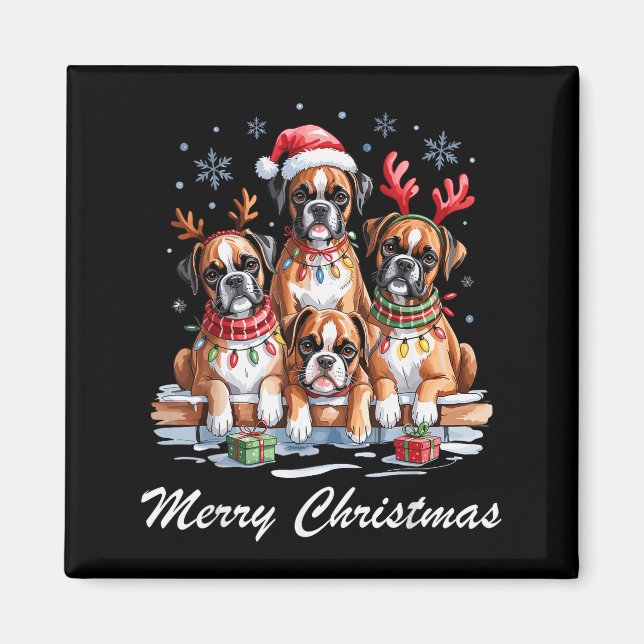 Imã Boston Terrier Merry Christmas Funny Dog Lovers Ho (Frente)
