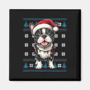 Imã Boston Terrier Papais noeis Xmas Tree Luzes Bostie