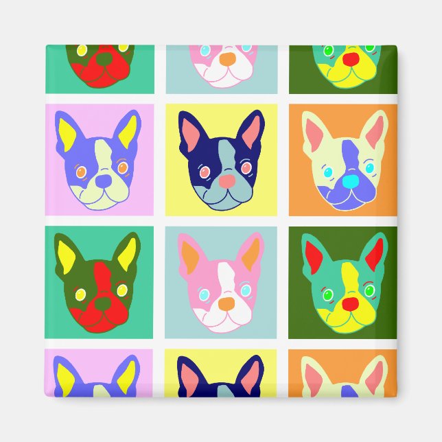 Imã Boston Terrier Pop Art (Frente)