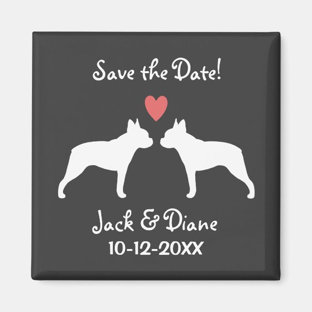 Imã Boston Terriers Casamento Salve a Data (Frente)