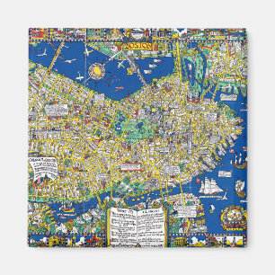 Imã Boston vintage — mapa antigo da cidade dos EUA