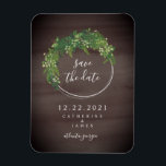 Ímã Botânica Inspirada Por Aquarela Salvar A Data<br><div class="desc">Um casamento salve o ímã de data com um design botânico com uma cor d'água de cinza escura.</div>