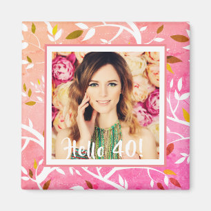 Imã botânica rosa-rosa aniversário de 40 anos