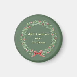 Imã Botanical Christmas Wreath Modern Script