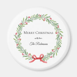 Imã Botanical Christmas Wreath Modern Script