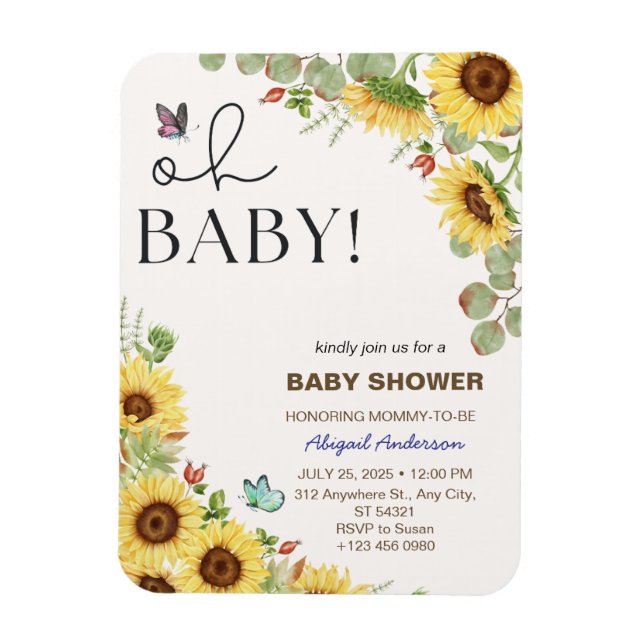 Ímã Botanical Floral Girls Baby Shower Invitations  (Vertical)