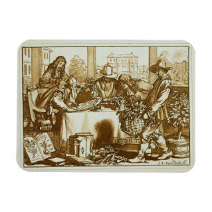 Ímã Botânicos que examinam plantas (litho)