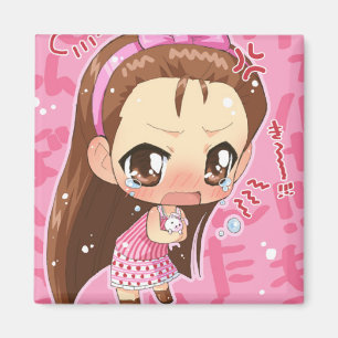 Imã Botão 2 da menina do Anime de Chibi