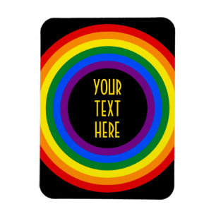 Ímã BOTÃO DA BANDEIRA DO ARCO-ÍRIS + seu sinal ou te