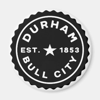 Imã Botão Data da Cidade de Durham Bull