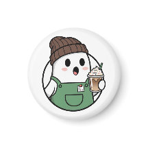 Botão de Café Fantasma Fofo