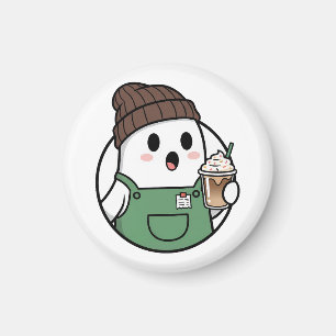 Imã Botão de Café Fantasma Fofo